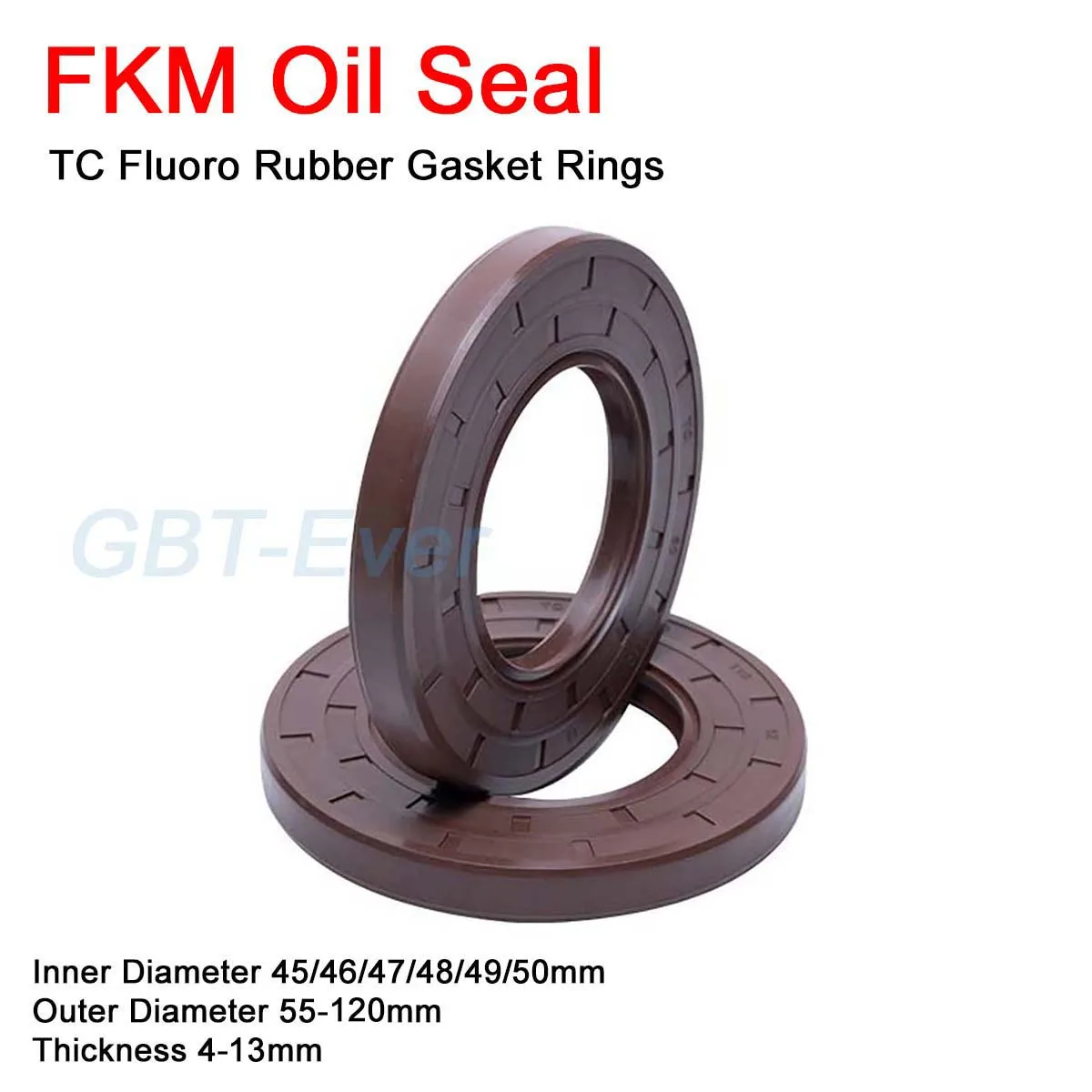 

FKM Framework Oil Seal ID 45/46/47/48/49/50mm TC Fluoro Rubber Gasket Rings Cover Double Lip with Spring OD 55-120mm THK 4-13mm