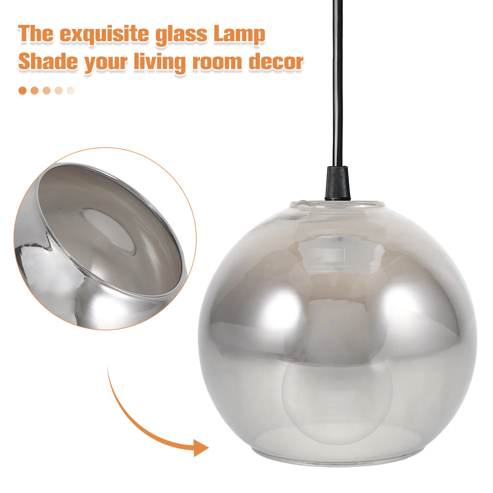 1pc Glass Lamp Shade Large Round Amber Sphere For Living Room Chandelier Wall Sconce Light Fixture Replacement