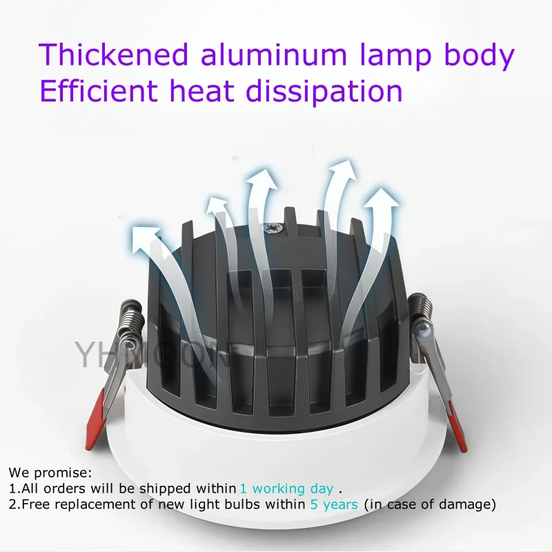 Ultra Thin Anti Glare Adjustable LED Spotlight Dimmable AC110V-220V Ceiling Downlight Lamp 5W7W10W15W20W24W Indoor +Driver Aisle