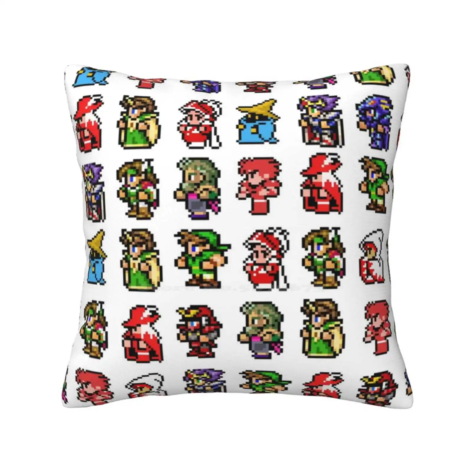 Final Fantasy Sprites Pillow Cover Hug Pillowcase Final Fantasy Sprites Snes Mage Rpg Warrior Jobs Gaming Pixels