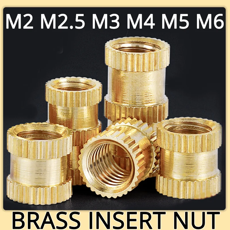 M2 M2.5 M3 M4 M5 M6 Brass Insert Nut Knurl Threaded Embedded Copper Nutsert For Plastic Injection Moulding Hot Melt Heat Set Nut