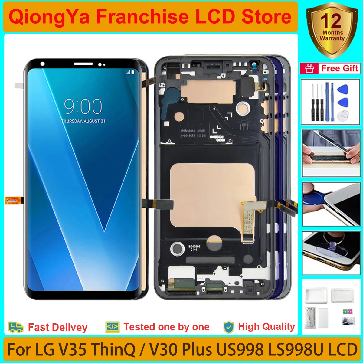 6,0-дюймовый протестированный оригинальный экран v35 для LG V35 ThinQ H933 US998 LS998U с рамкой ЖК-дисплея и дигитайзером сенсорного дисплея в сборе 6,0-дюймовый протестированный оригинальный экран v35 для LG V35 ThinQ H933 US998 LS998U с рамкой ЖК-дисплея и дигитайзером сенсорного дисплея в сборе