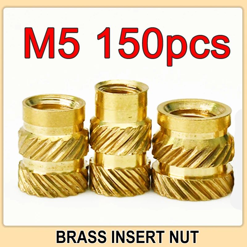 150pcs M5 황동 핫멜트 열 삽입 너트 널링 스레드 삽입 삽입 이중 능 직물 구리 너트 플라스틱 케이스 내장 썸네일 7