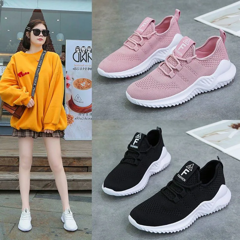 

2025 Hot Selling New Weave Mesh Female Student Running White Shoes Breathable Casual Mesh Shoes Sneakers