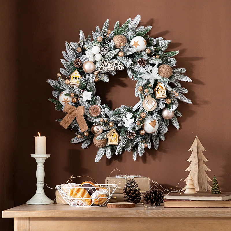 

Gangheng Christmas Ornament Wreath 50/60CM Christmas Pendant Restaurant Door Hanging Window Decoration