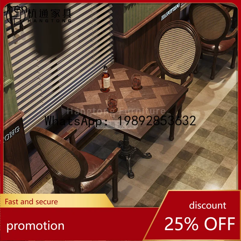 

Обеденный стул YFY из массива дерева, ретро-дизайн, для бара, комплект столов и стульев для бара, популярный на интернете, для музыкальных мероприятий, набор стульев для бара и столовой