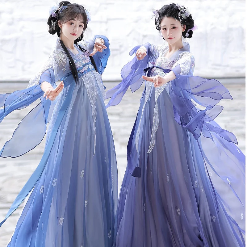 Ancient Costume Style Women's Han Chinese Clothing Chest Broken Sleeve Embroidery Improved Daily Spring and Summer