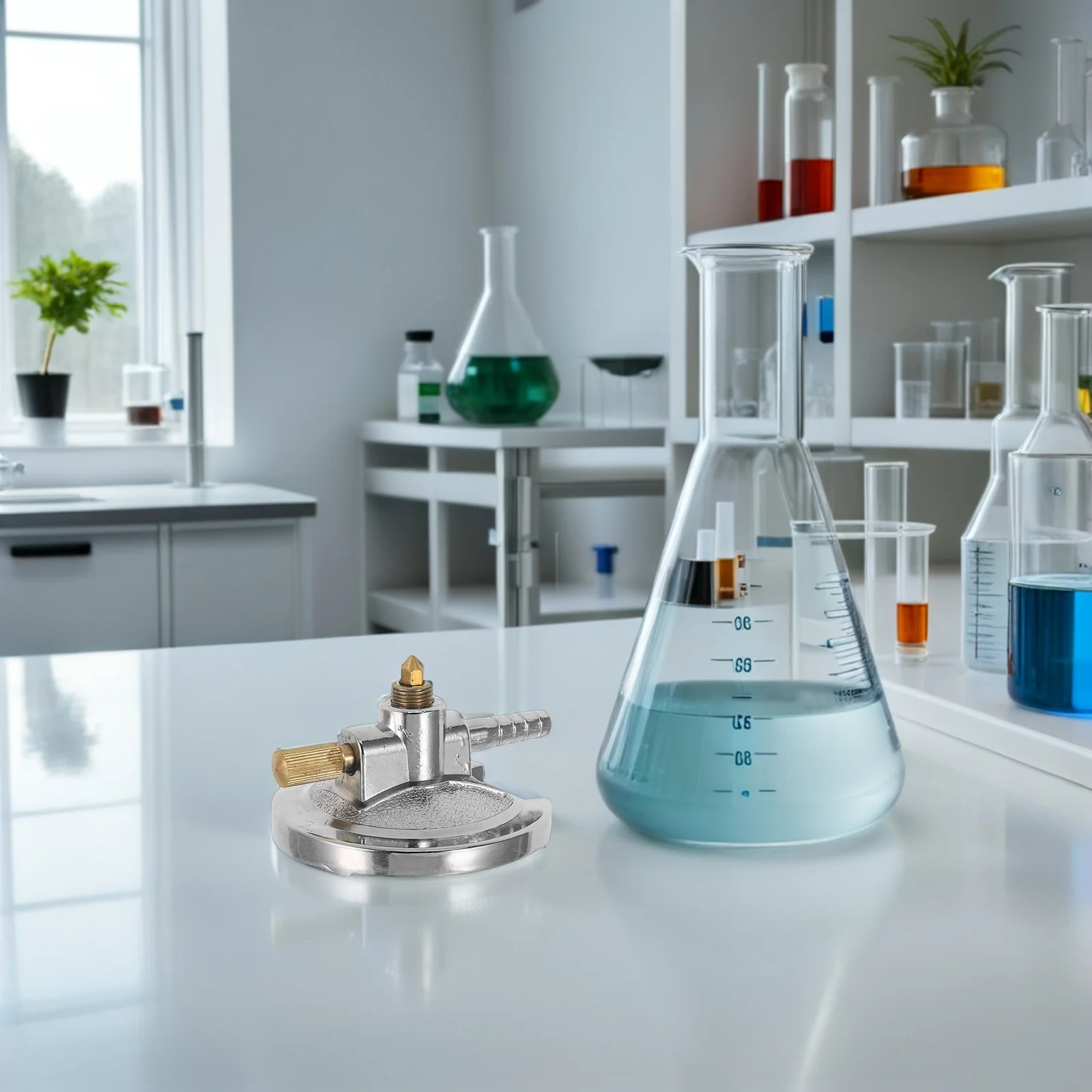 

Lab Gas Stabilizer Burner Stainless Steel Thickened Reinforced Body Needle Valve Laboratory Flame Control Heating Equipment