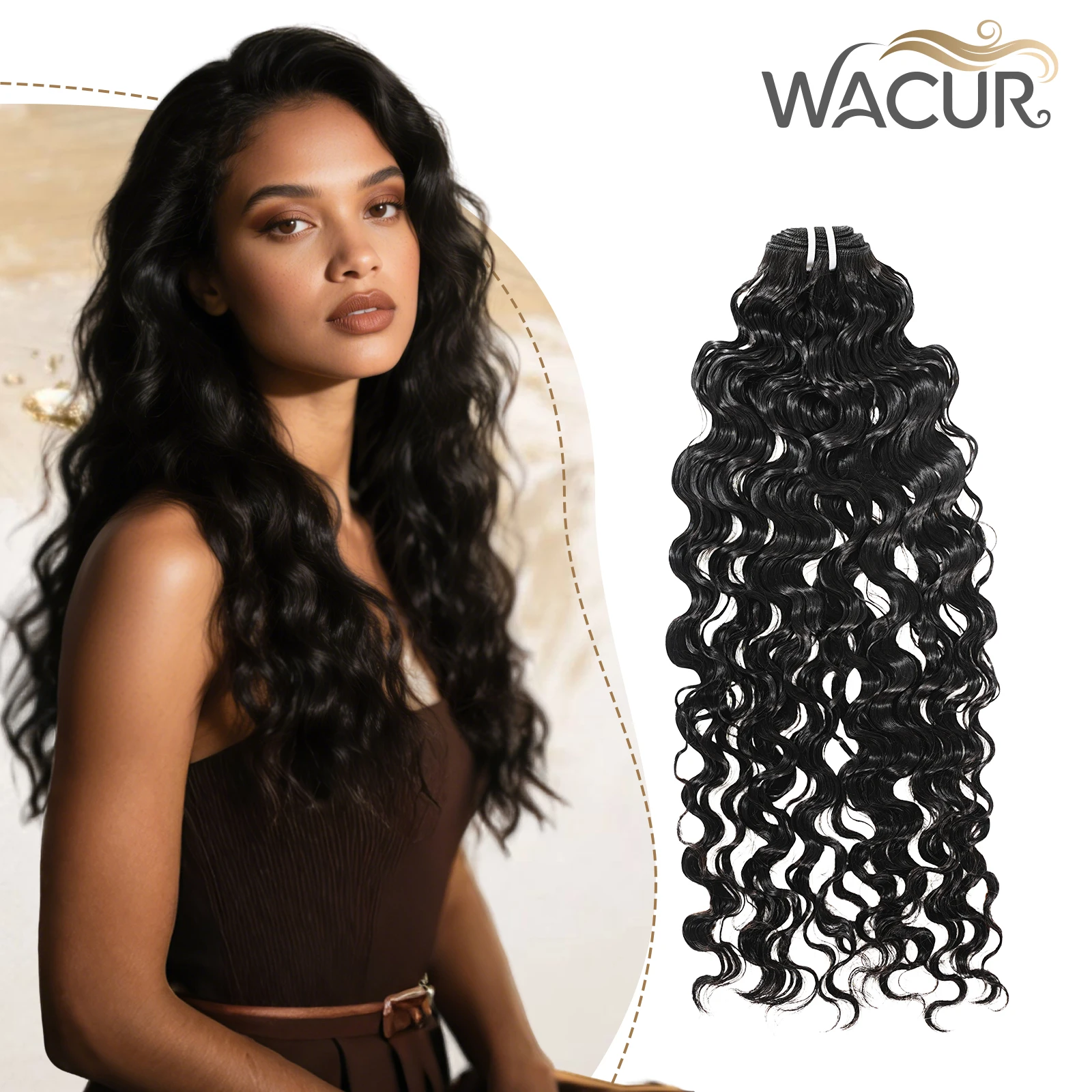 

Wacur 12A Burmese Curly Bundle real Human Hair Braided Extension 12-30in Natural Black 100% Virgin Remy Hair Extension for woman