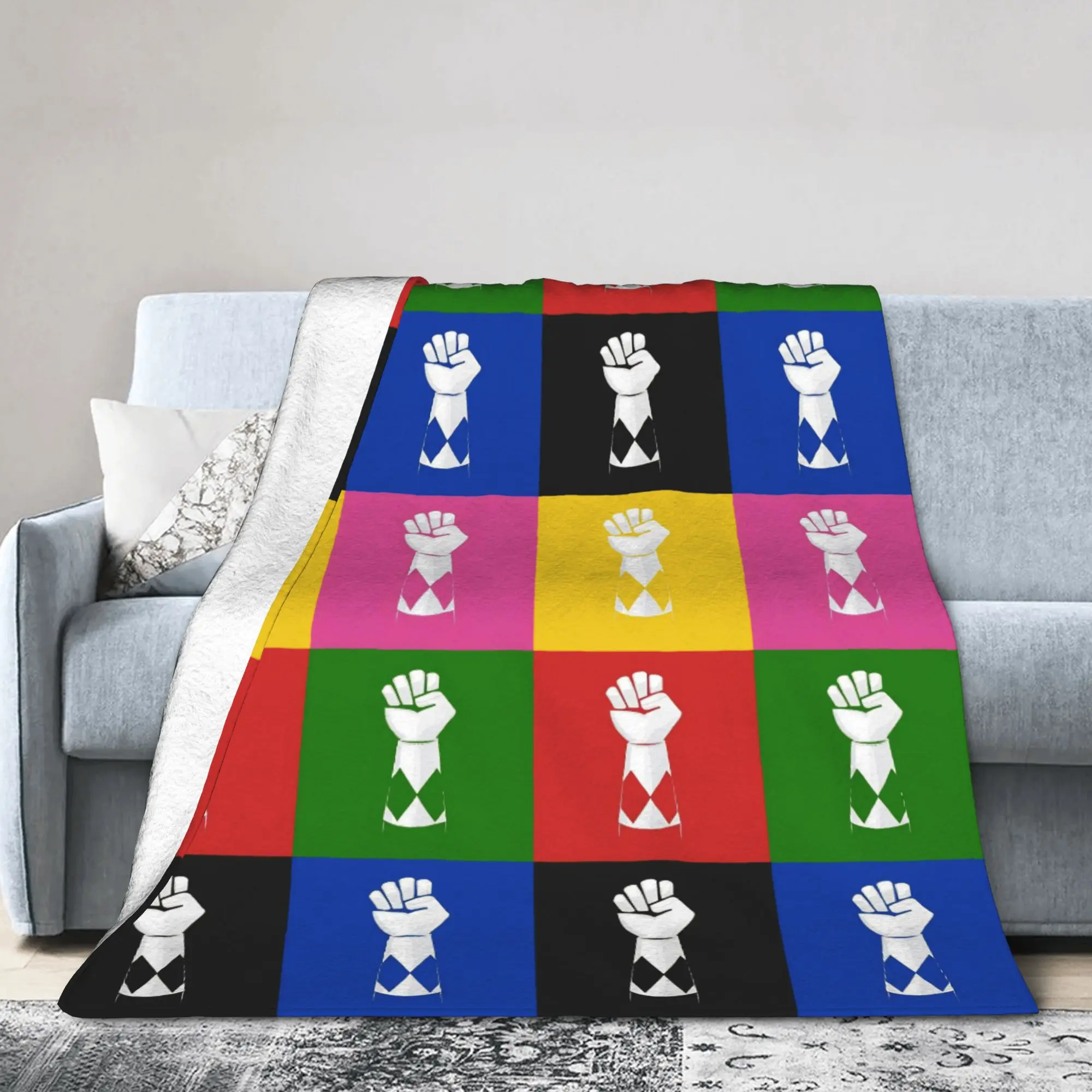 Ranger Fists MMPR Blankets Power R-Ranger  Wool Throw Blankets Airplane Travel Decoration Ultra-Soft Warm Bedspreads