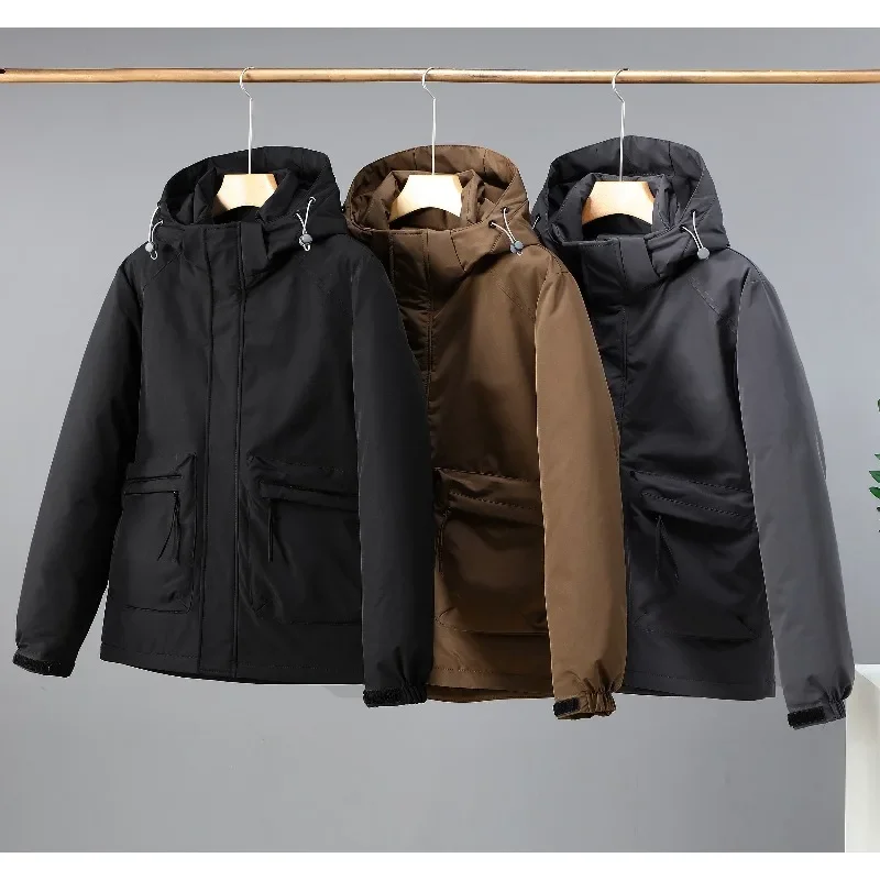 

Men's Down Cotton-padded Jacket Trendy Brand Versatile Short Fleece and Thickened Coat Light Warm Workwear Jacket for Teenagers