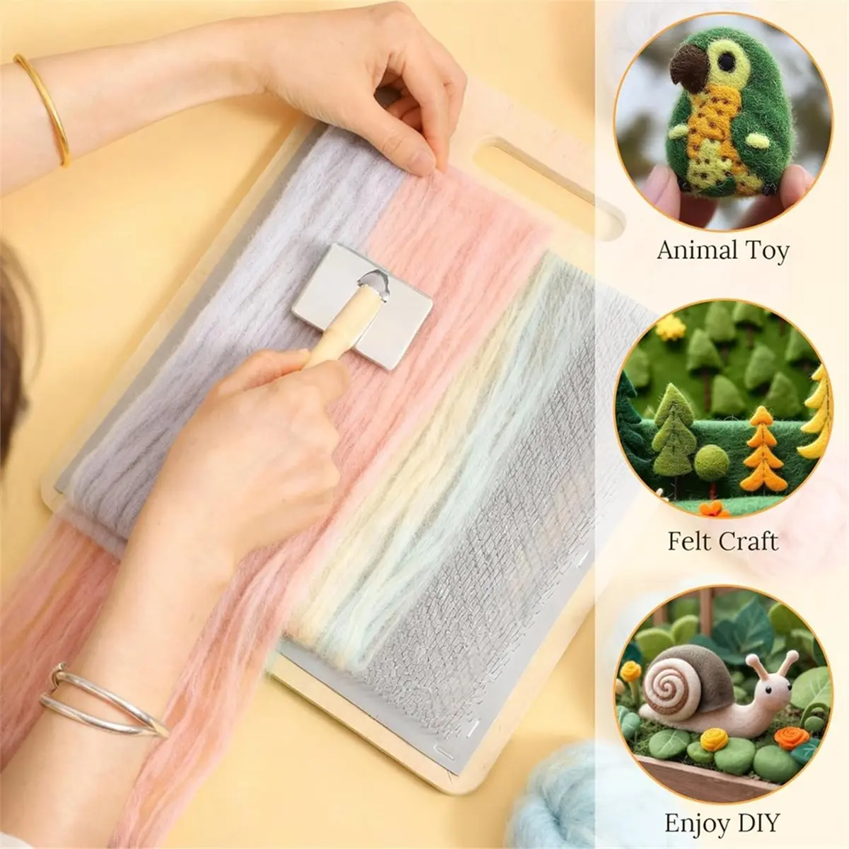 4 Pcs Wool Blending Board Carding Brush Set, Wool Hand Carders, Wooden Carding Brush, Felted Carder for DIY Projects
