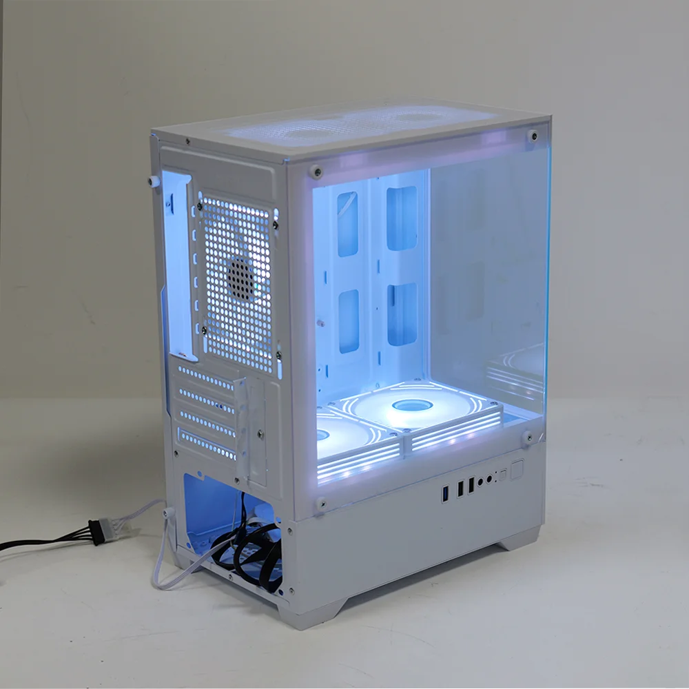 MANMU الزجاج المقسى منتصف برج الألعاب الكمبيوتر حالات كمبيوتر صغير حالة Matx حالة الكمبيوتر مع 5 مروحة #3