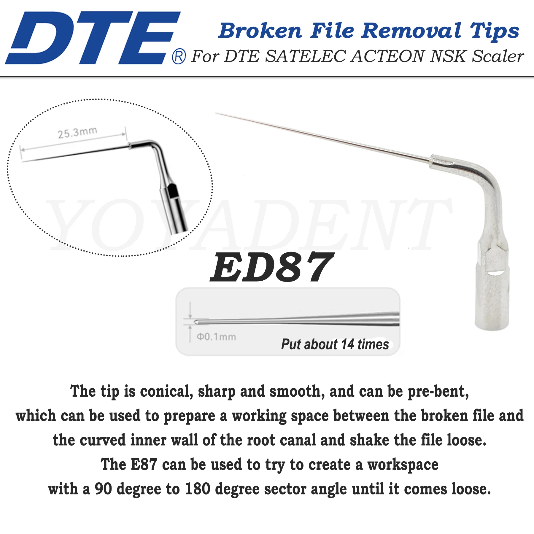 DTE Dental Tips Ultrasonic Scaling Working Tip ED87/ED88/ED89 For DTE SATELEC ACTEON NSK Scaler With Root Canal Function