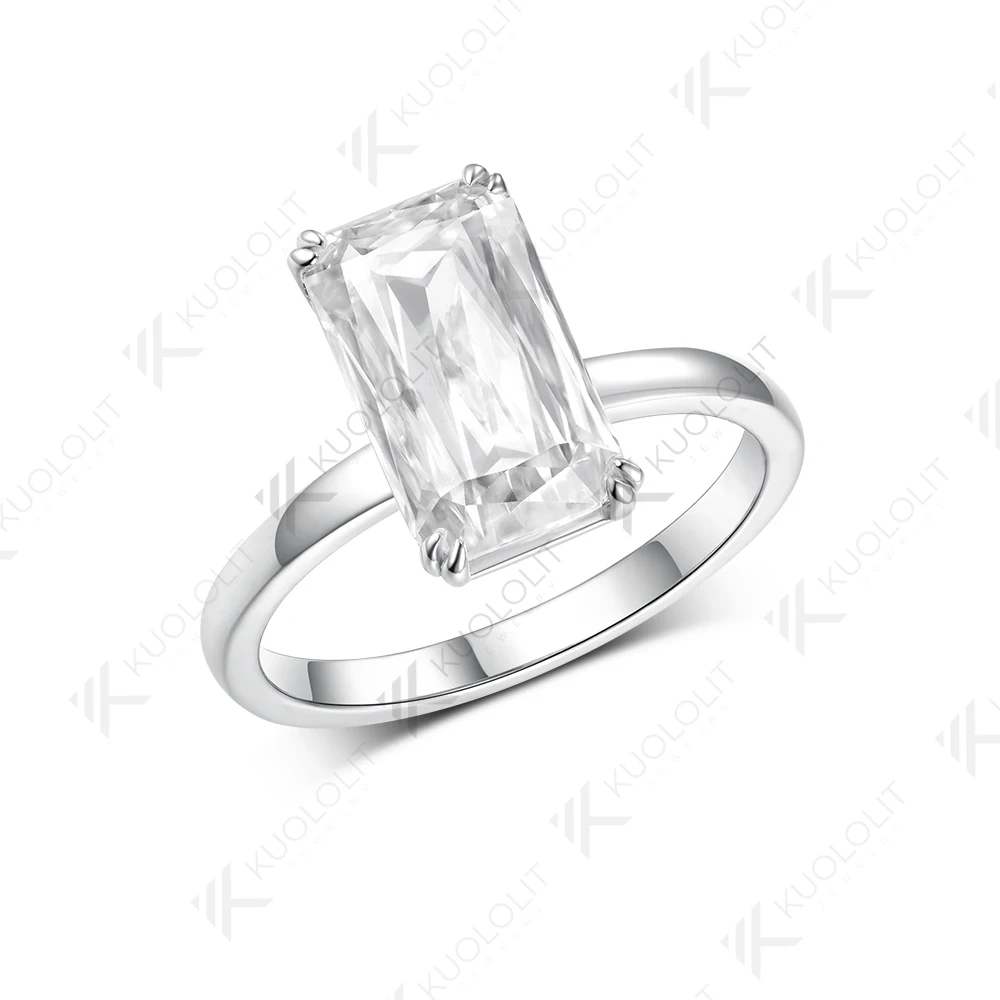 Kuololit 5CT متقاطع مويسانيتي للنساء الصلبة 14K 10K 585 الذهب الأبيض الشق مجموعة خاتم الخطوبة لحفلة هدايا عيد الميلاد #2