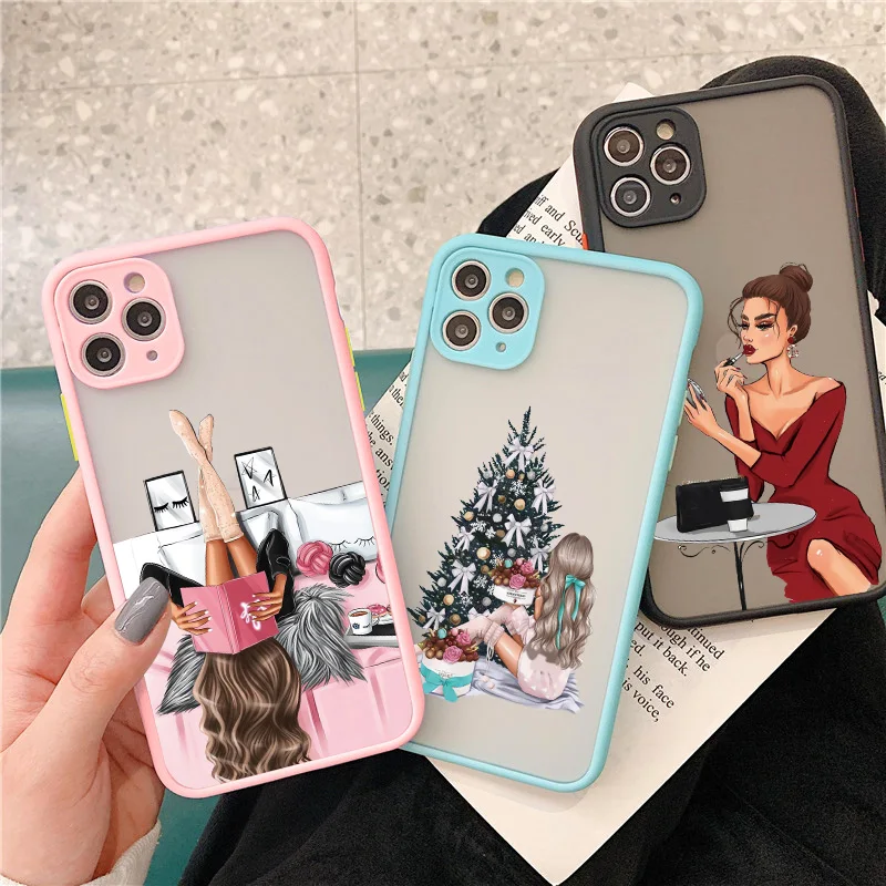 Fashion Beautiful Girl Case For iPhone 16 7 8 Plus SE2 14 15 13 12 11 16 Pro Max Phone Cover For iPhone X XR XS Shockproof Cover