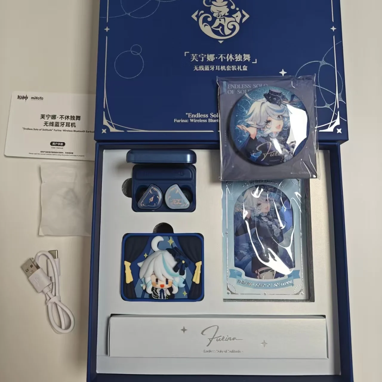 

Hot Genuine Game Genshin Impact Furina Wireless Bluetooth Earphones Anime Cartoon Accessories Props Cosplay Valentines Gift Toy