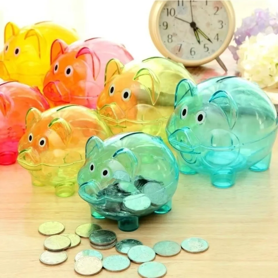 Clear Transparent Pig Plastic Piggy Money Bank Small Piggy Bank Money Boxes Storage Toys Home Decor Money Saving Box