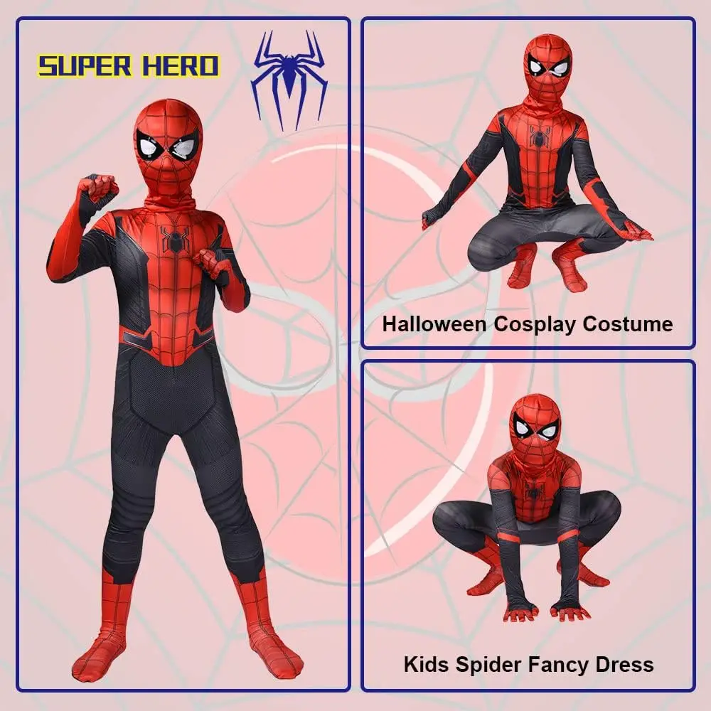 Spider-Man Costume for Kids Super Hero,3D Cosplay naughty kid clothes party Bodysuit holiday jumpsuit Adult boy event dress 19