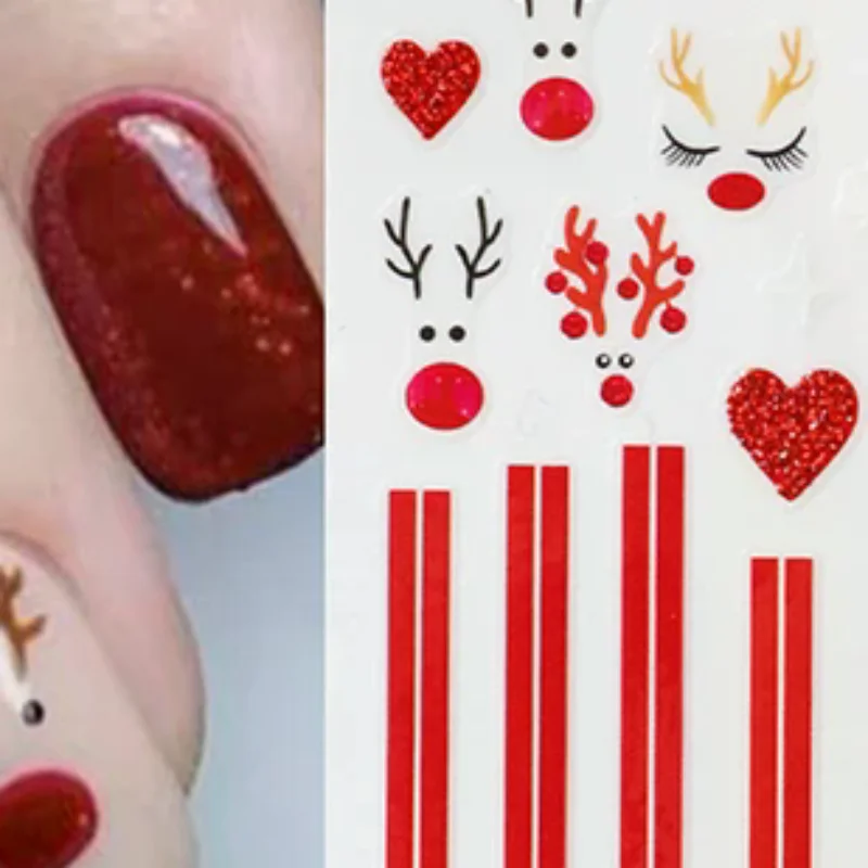 

Набор из 5 штук: Самоклеящиеся наклейки для ногтей с мультяшными лазерными блестками – милые декоративные стикеры для маникюра