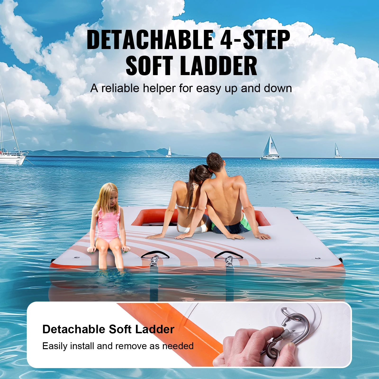 Non-Slip Inflatable Floating Dock Platform with Portable Carrying Bag