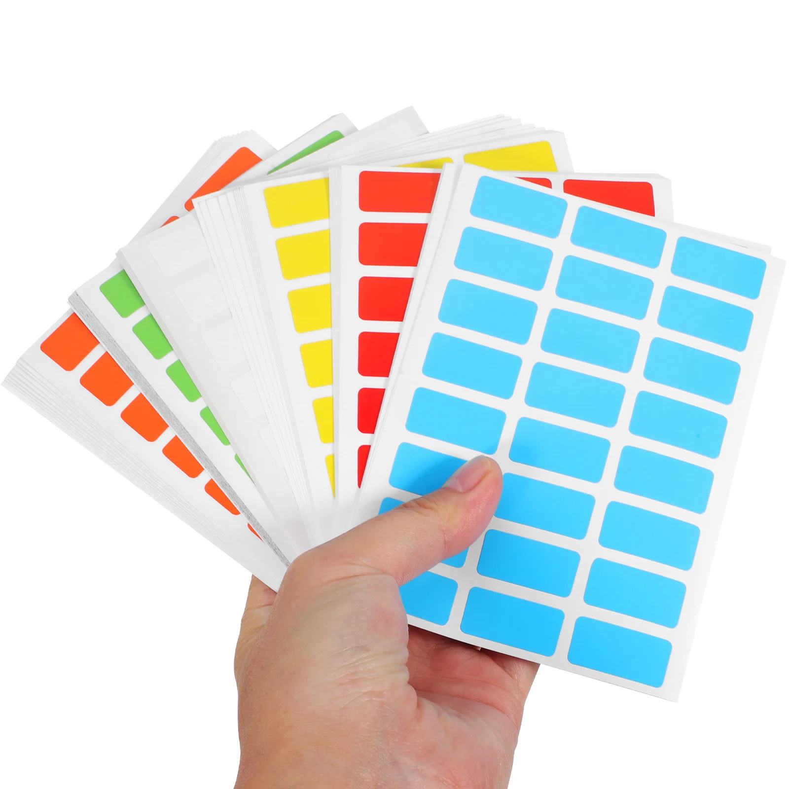 Paquete de 6 etiquetas adhesivas de colores, etiquetas adhesivas rectangulares extraíbles para organización, marcado de carpetas de archivos, uso en el hogar, la oficina y la escuela