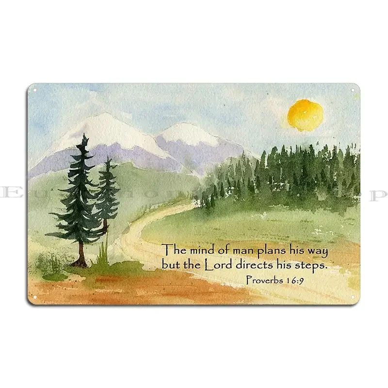 Guidance Proverbs 16 9 Metal Sign Printed Garage Mural Wall Decor Wall Mural Tin Sign Poster