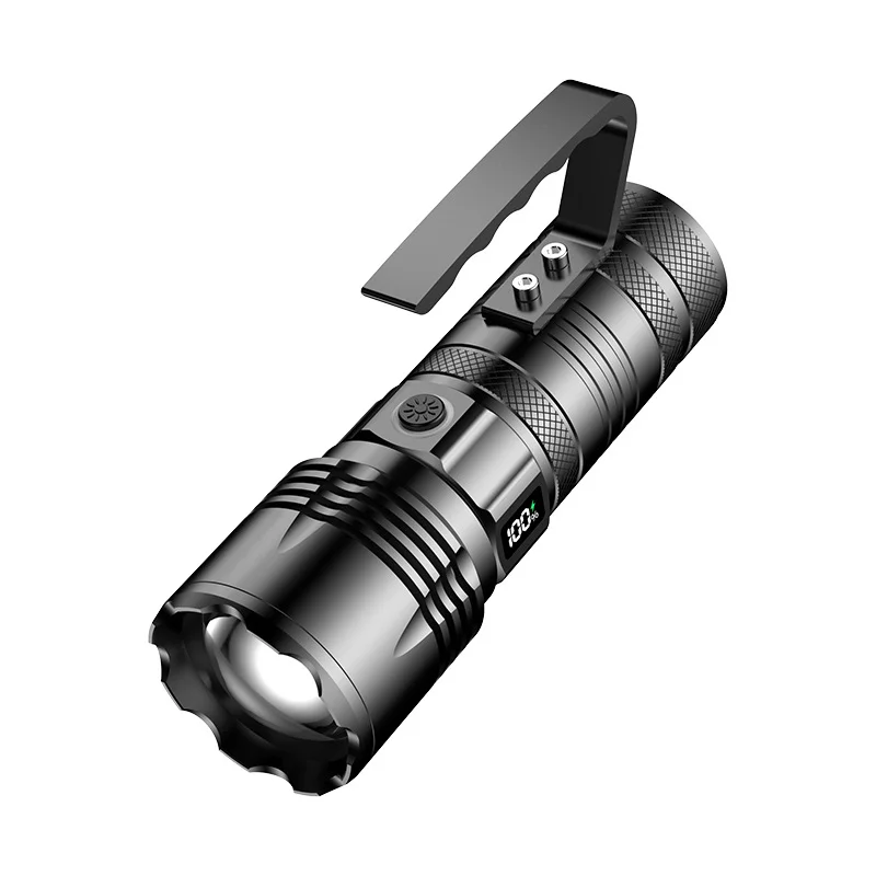 Laser Fishing Light 4 Color Zoomable Digital Battery Display Type-C Fast Charge Night Fishing Portable Waterproof Flashlight