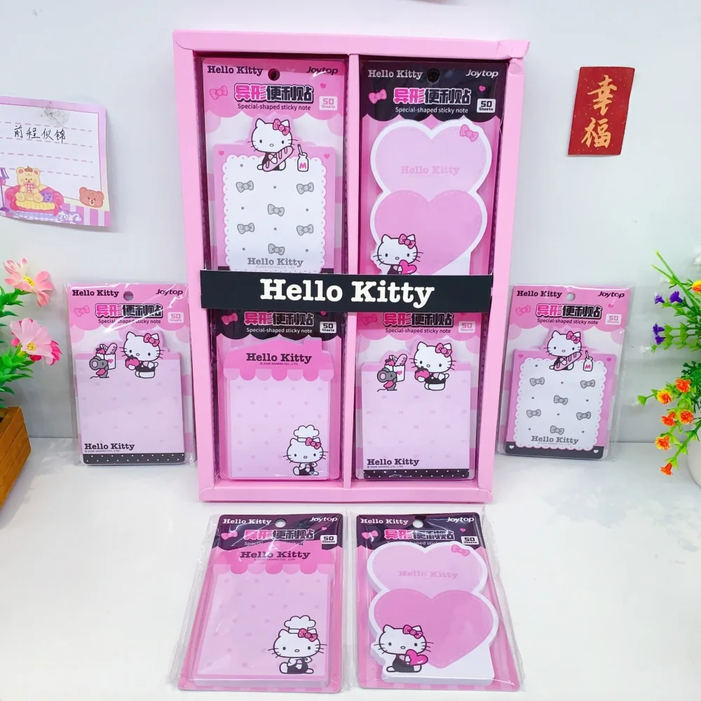 

50Pcs Genuine Sanrio Self-Adhesive Sticky Notes Kawaii Cartoon Hello Kitty Markers Notepads School Office Stationery Memo Pads