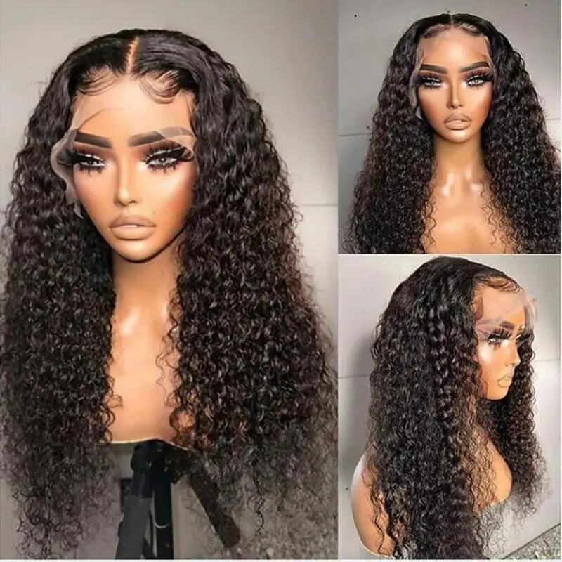 

Soft Natural Black 26“ Long 180Density Kinky Curly Lace Front Wig For Women Babyhair Preplucked Heat Resistant Glueless Daily