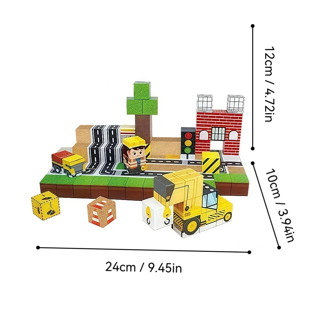 Creatieve magnetische bouwstenen STEM Montessori peuter zintuiglijk speelgoed, bouw stedelijke techniek werelset, verjaardagscadeaus speelgoed