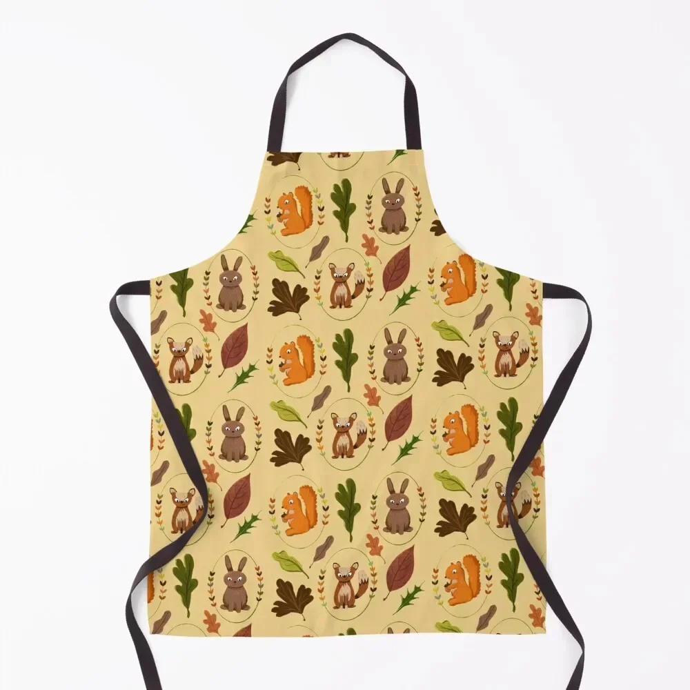 

Woodland Animals Apron For Woman Chef Uniform Woman esthetician waiter Apron
