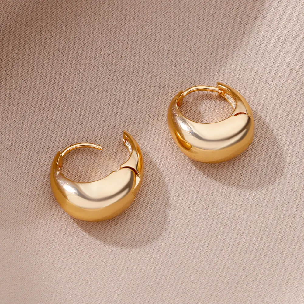 Chunky Drop Hoop Earrings for Women Stainless Steel Gold Color Piercing Earring 2024 Trend New In Trend Jewelry aretes mujer