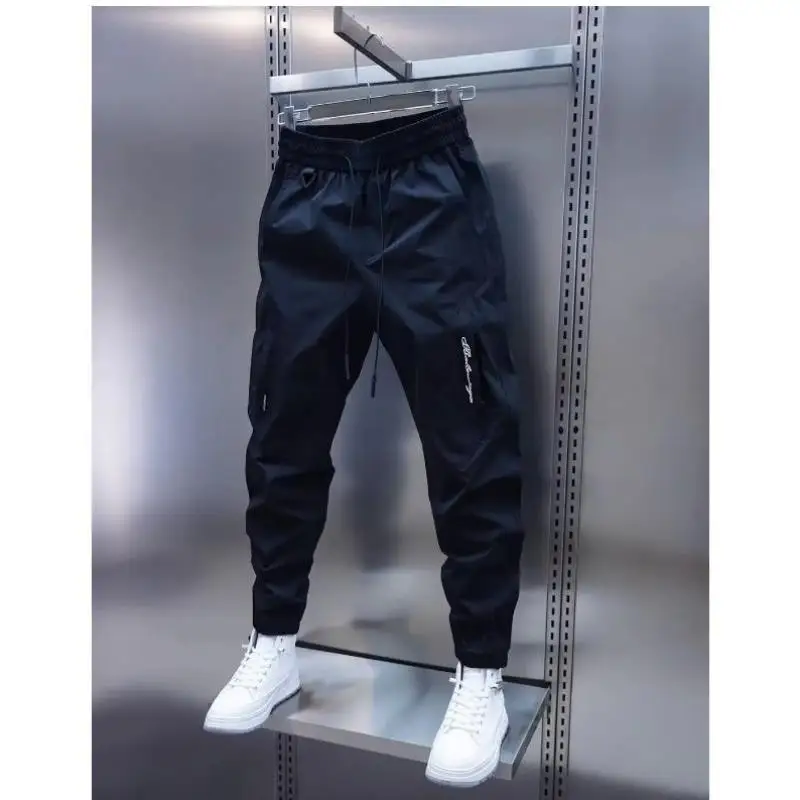 

Мужские повседневные брюки для бега Qui Dry, прямые брюки с высокой талией, корейский Sle, нейтральный крой, другой материал, зимняя коллекция 00%