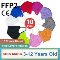 10PCS Children FFP2 Face Mask KN95 Mascarillas 3-12 Kids Filters Layers Respirator Colors Child Boys Girls Protect KN95 Masks