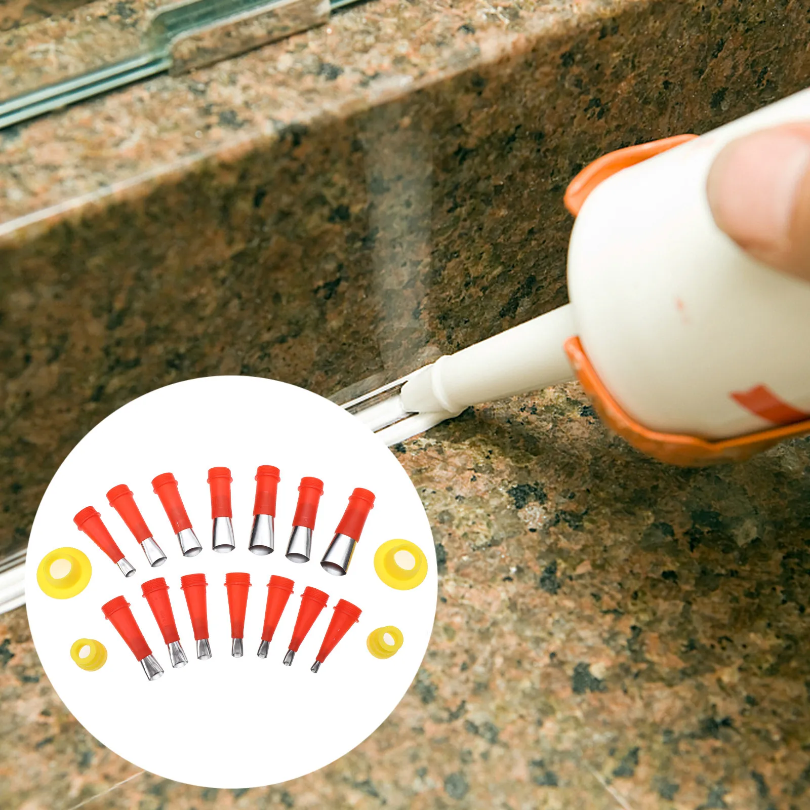 

1Set Premium Caulking Tube Nozzles Caps for Gluing Tool Finishing Tool Prevent Glue Curing Easy Install Sealing Caps Kit Caulk