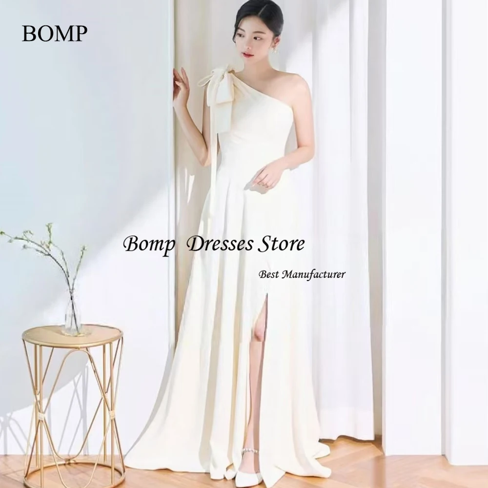 Bomp simples um ombro coreia vestidos de casamento alta divisão fotos sessão vestido de festa personalizado grande arco noiva recepções dresse