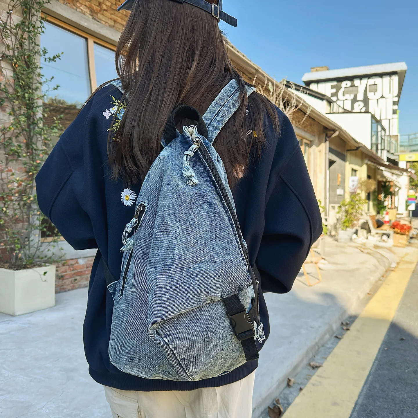 Irregular Design Vintage Washed Denim Backpacks For Woman Outdoor Travel Casual Lightweight School Bag Женский рюкзак mochila 배낭