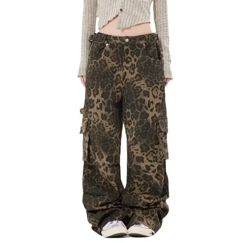Aesthetic Women's Baggy Cargo Jeans Harajuku Vintage Denim Trousers Oversize Wide Cowboy Pants 90s Gothic Hip-hop Y2k Clothes