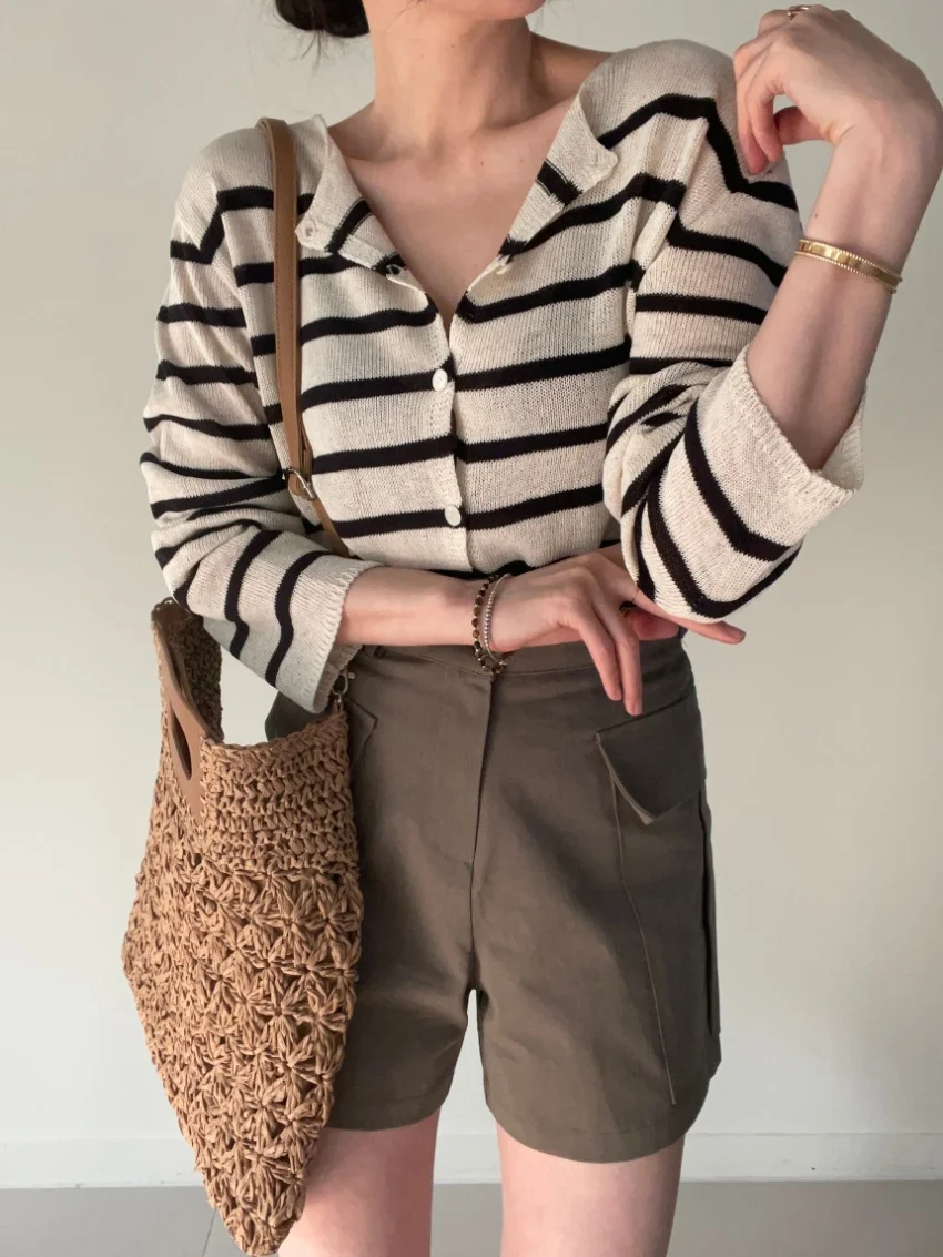 

Alien Kitty OL ленивый стиль женские пальто вязаные полоски свободные осень 2025 повседневные нежные с длинными рукавами новые модные кардиганы свитера