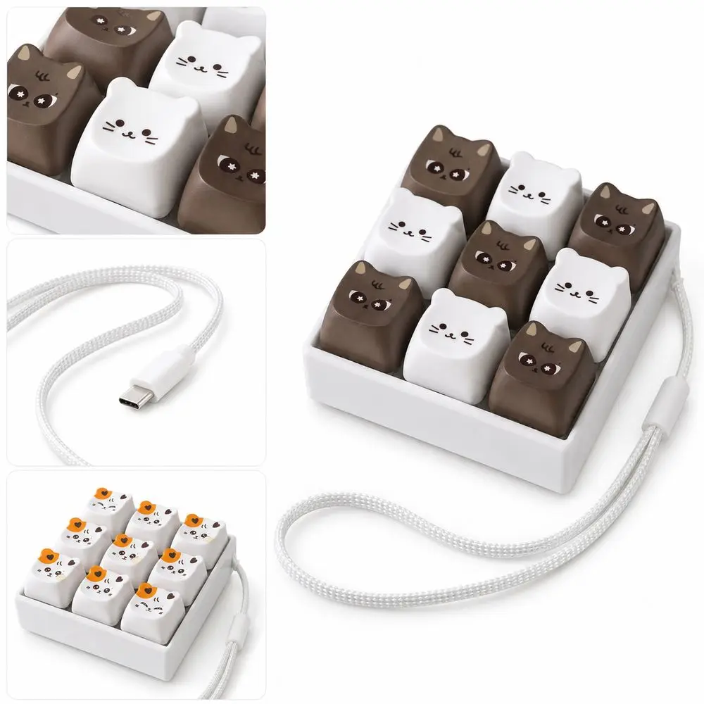 Funny Cat Pattern Finger Keyboard Cartoon Keycaps Compact Decompression Anxiety Relief Pass The Time Keycap Keychain Students