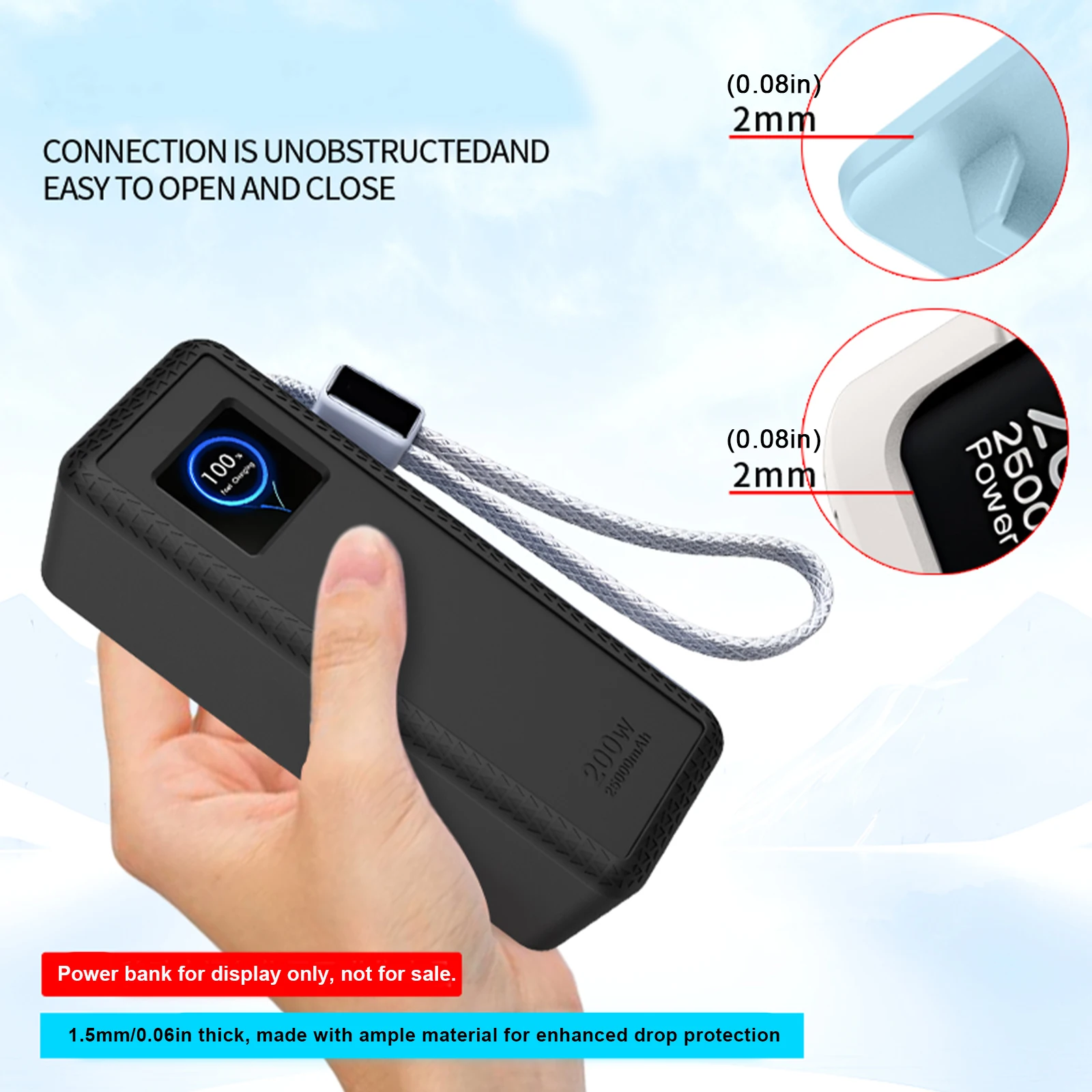 Power Bank Silicone Case for UGREEN 200W Built-in Cable Storage Protector Sleeve Shell Portable Travel Carrying Case