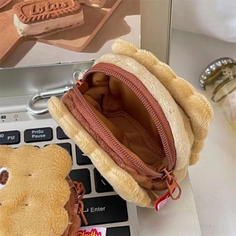 Plush Plush Cake Headphone Bag Biscuit Shape Zipper Plush Cake Coin Bag Similation Food Kawai Plush Biscuit Coin Purse