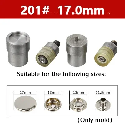 Hand Pressure Snap Mold DIY 12.5/15/17/20mm Fasteners Buttons Dies Installation Mould with Snap Buttons for Hand Press Machine