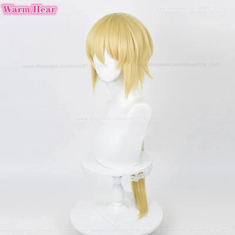 90 سنتيمتر طويلة أوتو نهاية العالم الاصطناعية لعبة HSR الذهبي ذيل حصان تأثيري أنيمي مقاومة للحرارة الشعر هالوين شعر مستعار للحفلات + غطاء شعر مستعار