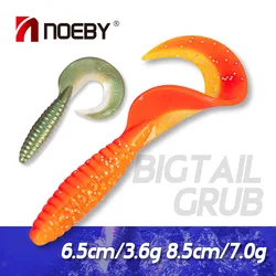 Noeby Soft Lure Grub Worm 6pcs 60mm 85mm Long Tail Jigging Wobblers Artificial Swimbait Carp Bass Trout Leurre Fishing Tackle