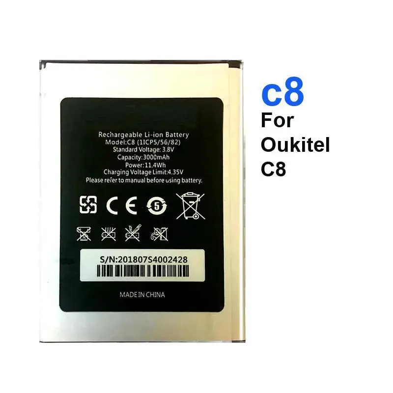 

For Oukitel C8 Robust High-Performance Mobile Phone Battery 3000Mah