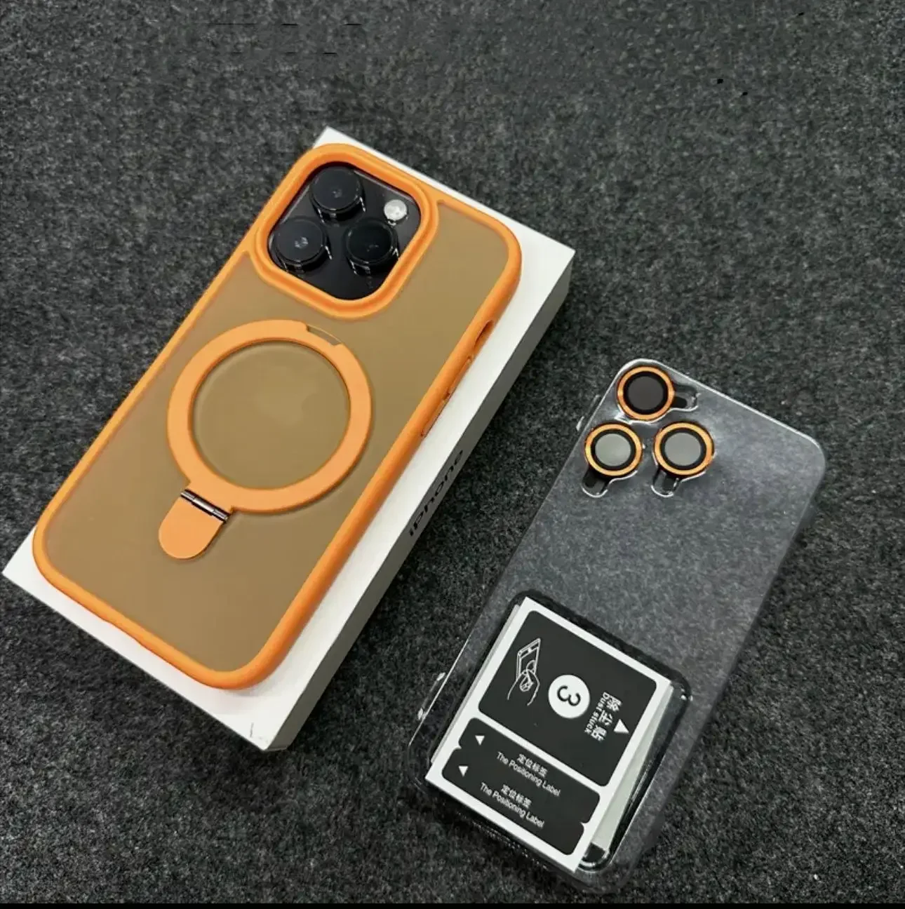 Metallring-Ständer, matte magnetische Hülle für Magsafe iPhone 17 14 13 18Pro 16ProMax Plus 15Pro i15 mit Objektivschutz, Mac Safe Cover