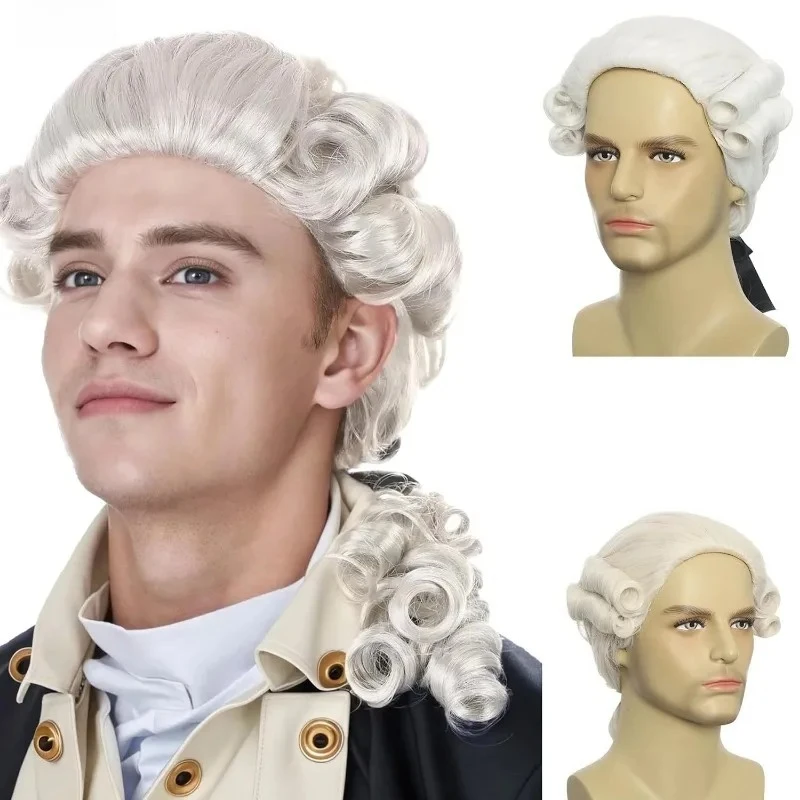 Halloween Judge Lawyer Role Playing Wig Pianist Playing Music Court Performance Stage Performance Christmas Day COS Headset