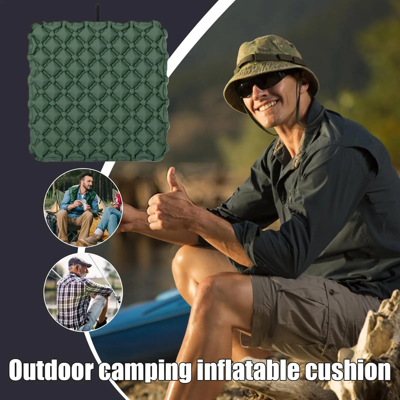 Inflatable Air Seat Cushion Lightweight Breathable Relief Support Pad for Stadium Camping Truck Desk Travel Driving Dorm Driver